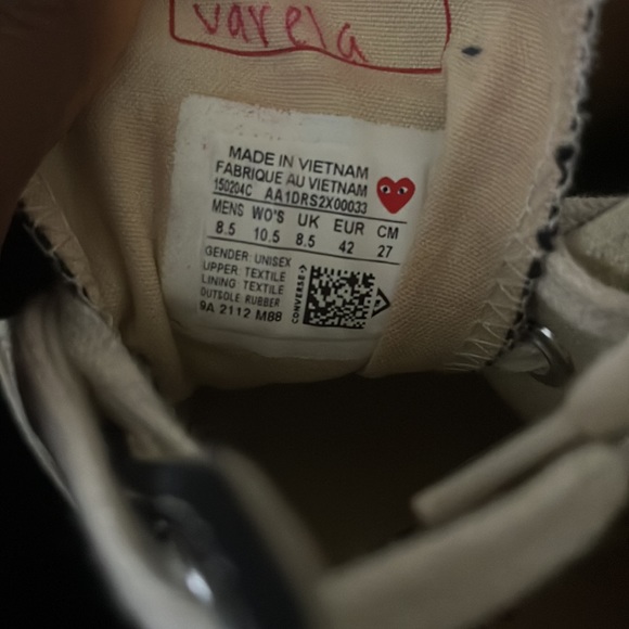 Converse X Comme des garçons size 10.5 womens 8.5 mens - Picture 7 of 7